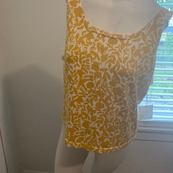 Jillian Jones Gold/White Floral print Tank top, size XL - Picture 1 of 3